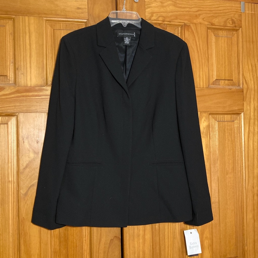 NWT Bon Ton Statements Vintage 80s 90s Blazer Career Dress Jacket Black Size 14
